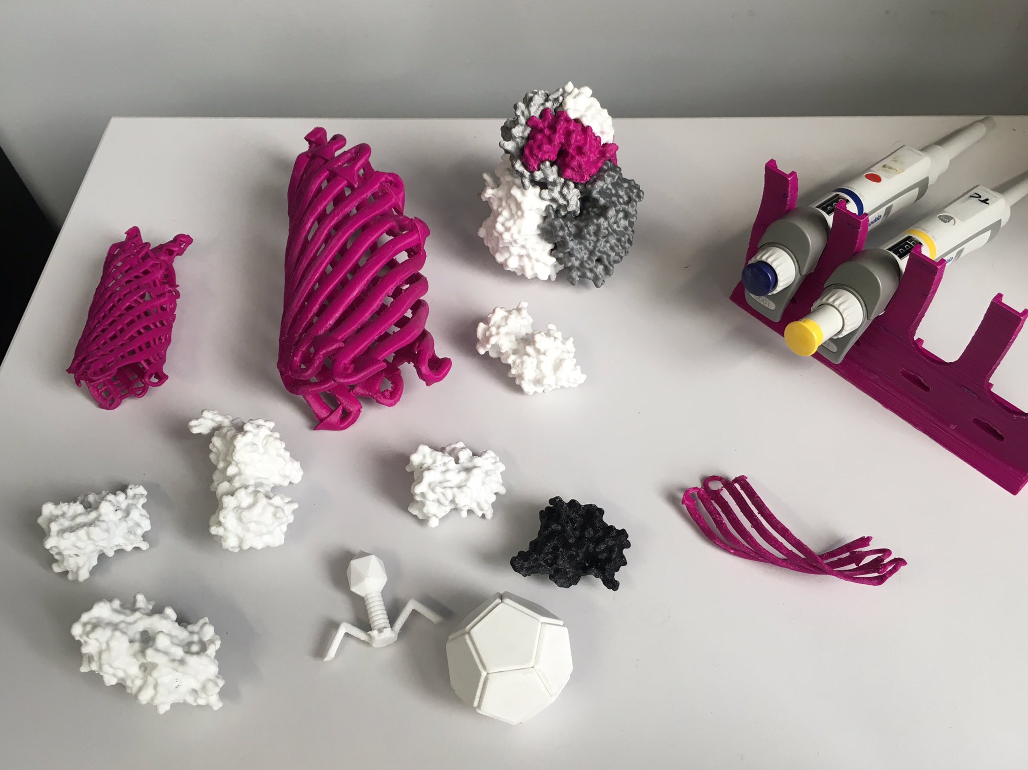 3D printed protein models and laboratory equipment